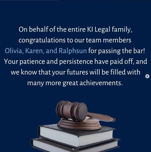 Olivia, Karen, and Ralphsun Passing the Bar