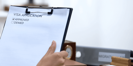 visa application with approval checked