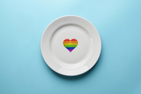 plate with a rainbow