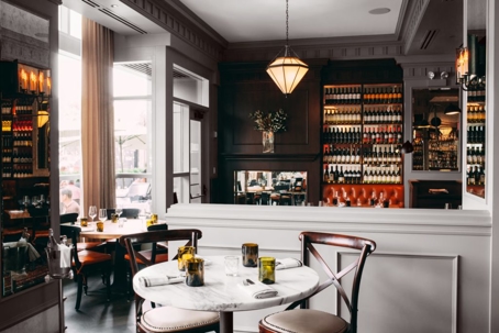 bar and table with chairs