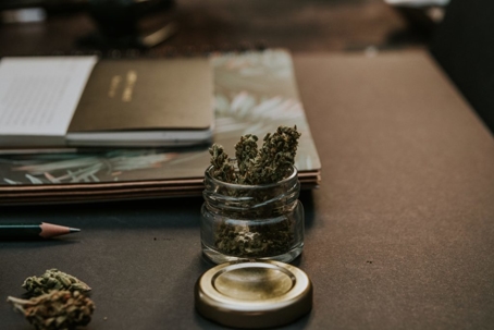 cannabis on desk
