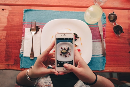 picture of plate with food on phone