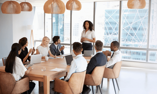 woman speaking in meeting