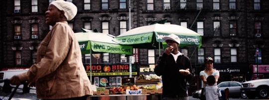 the streets of the city with people